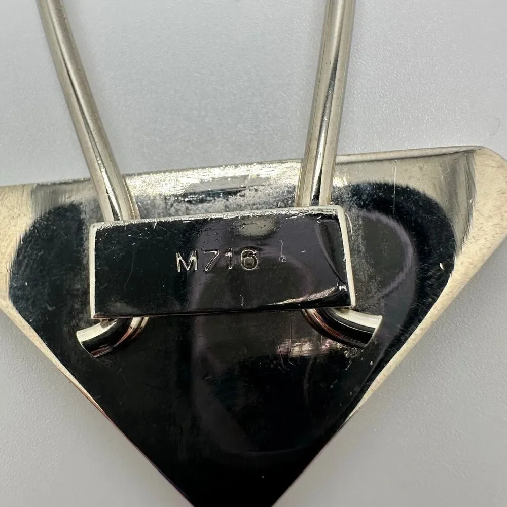 Prada Triangle Silver‎ Tone Key Ring Chain Replacement Lock Bag Charm